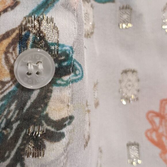 Chloe Floral Printed Blouse in Silk Lurex - Picture 11 of 16